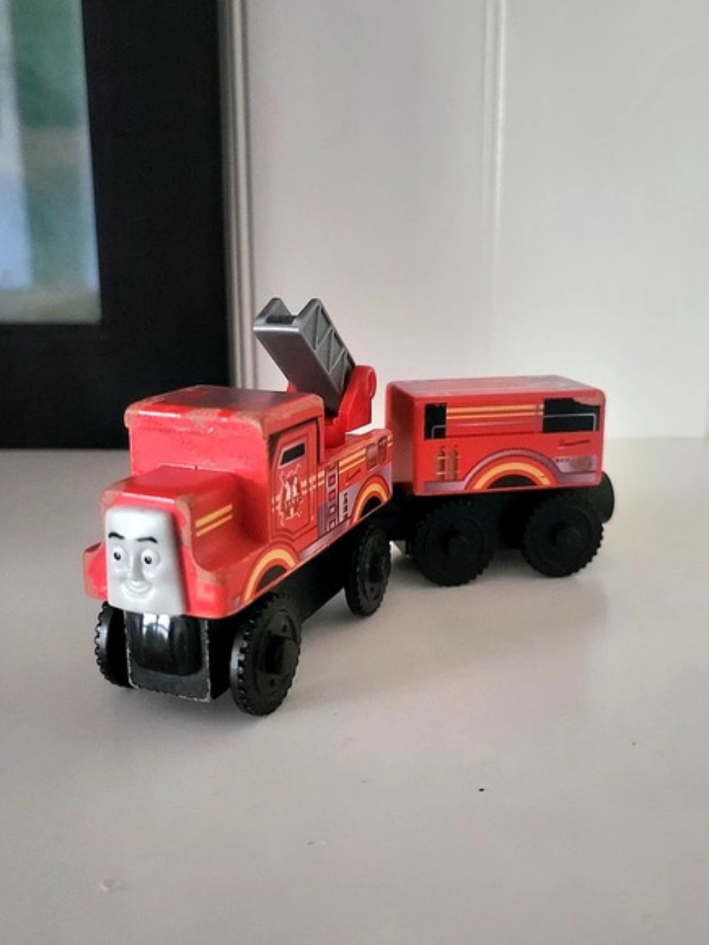 Thomas & Friends Wooden Railway Flynn and Tender Red Fire Truck Toy
